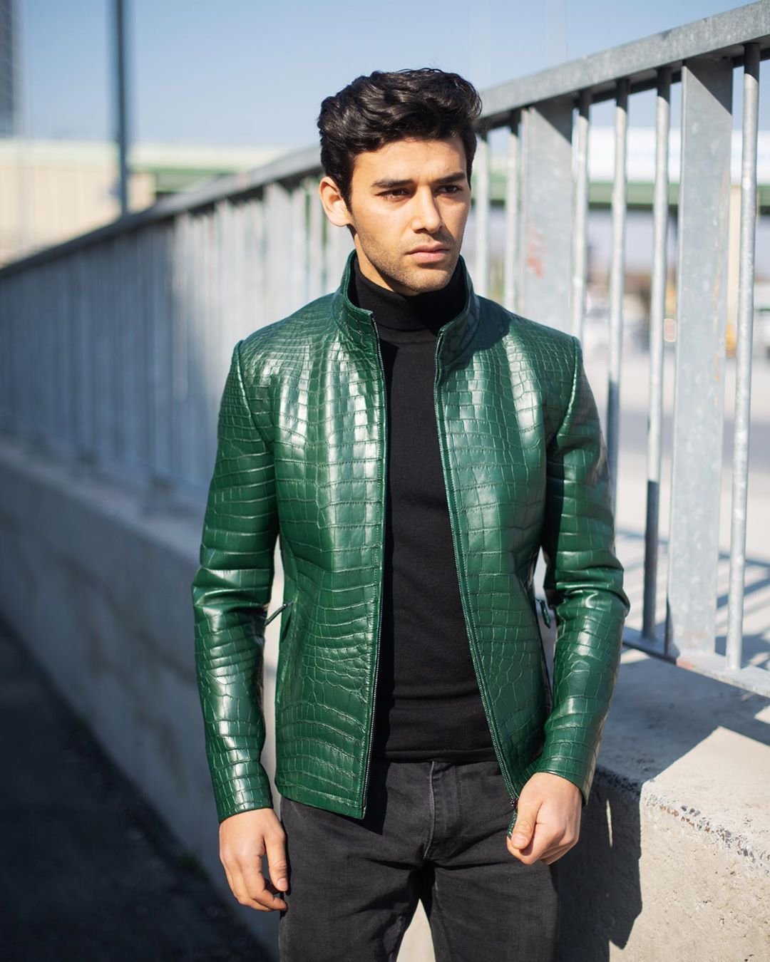 green leather jacket mens